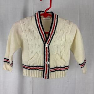 Vintage EJH Cable Knit Cardigan Sweater Preppy Grandpa Dad Baby 24 Months